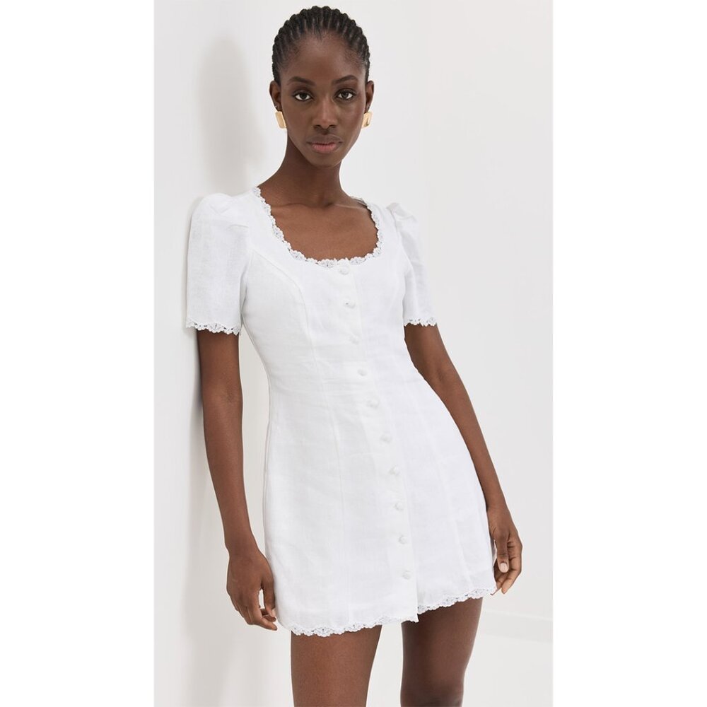 Reformation Anabella Linen White Dress 8